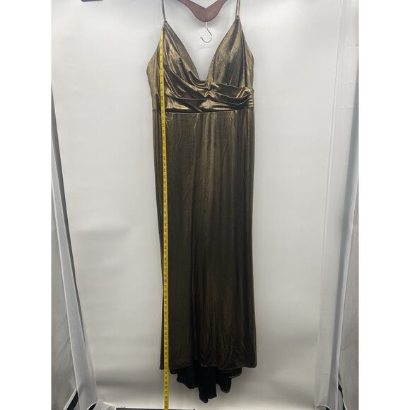 Leena for Mac Duggal Women's Gold Long Sleeve Sequined Gown/Dress Size 16 - Picture 6 of 16